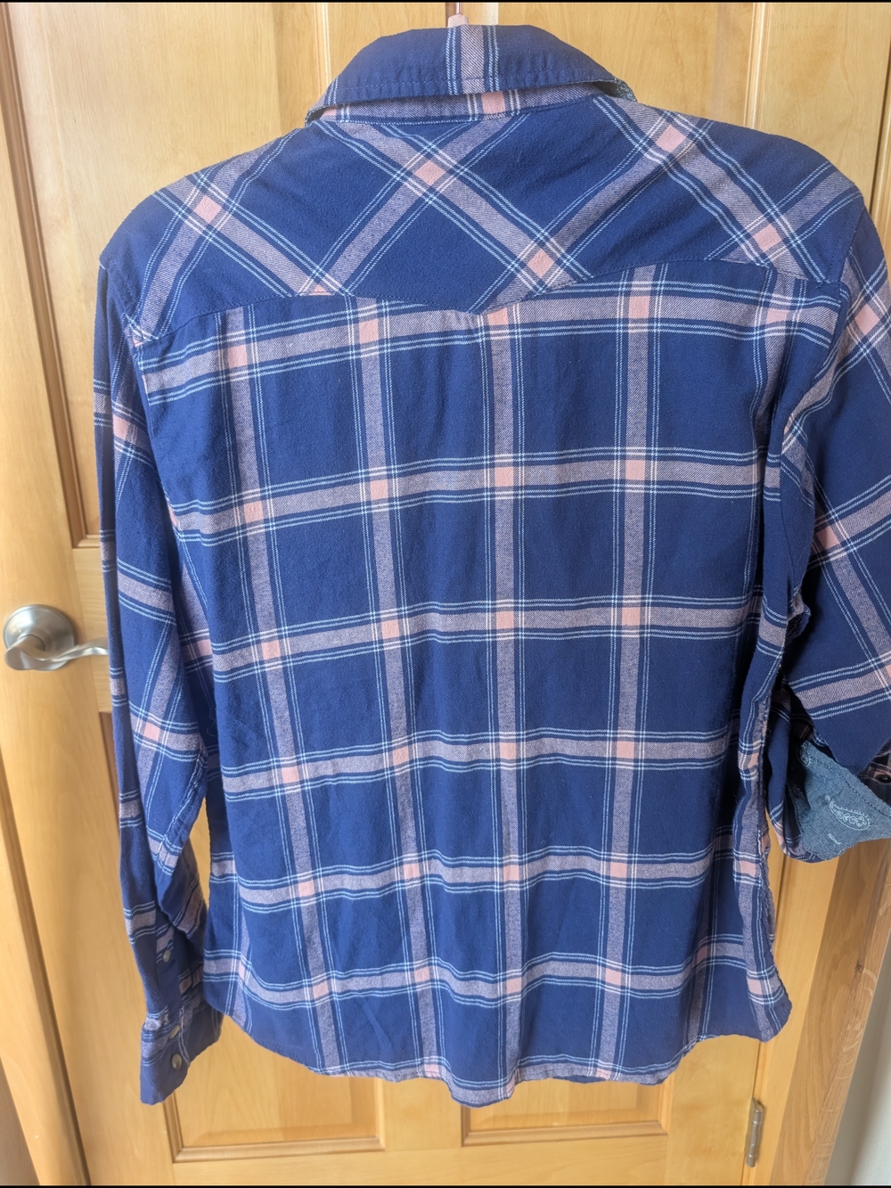 JACHS Girlfriend Navy and Pink Plaid Snap-Front Shirt - Picture 7 of 9